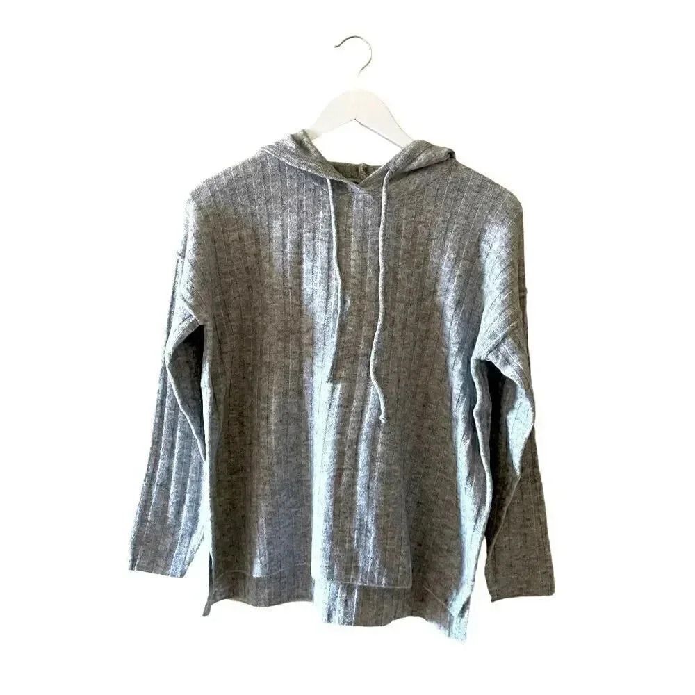 Sweet Romeo Ribbed Hooded Sweater/Light Heather Grey/Size XS